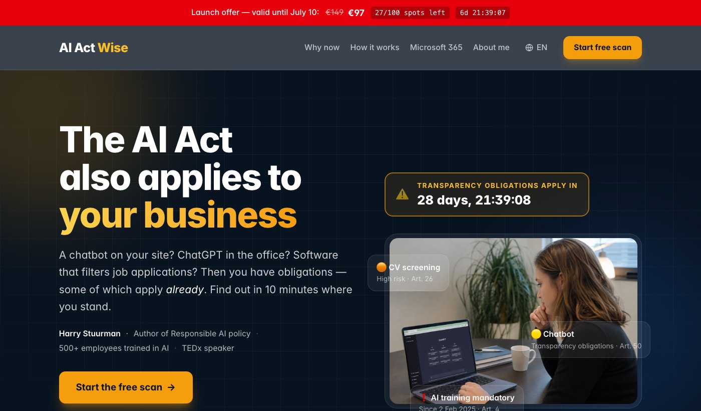 Screenshot van AI Act Wise