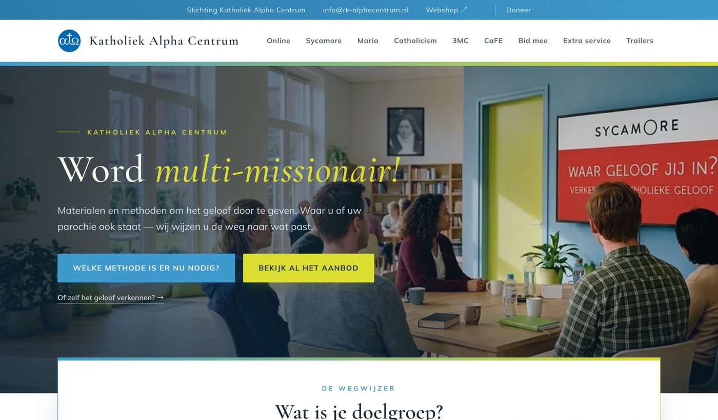 Screenshot van de website van het Katholiek Alpha Centrum