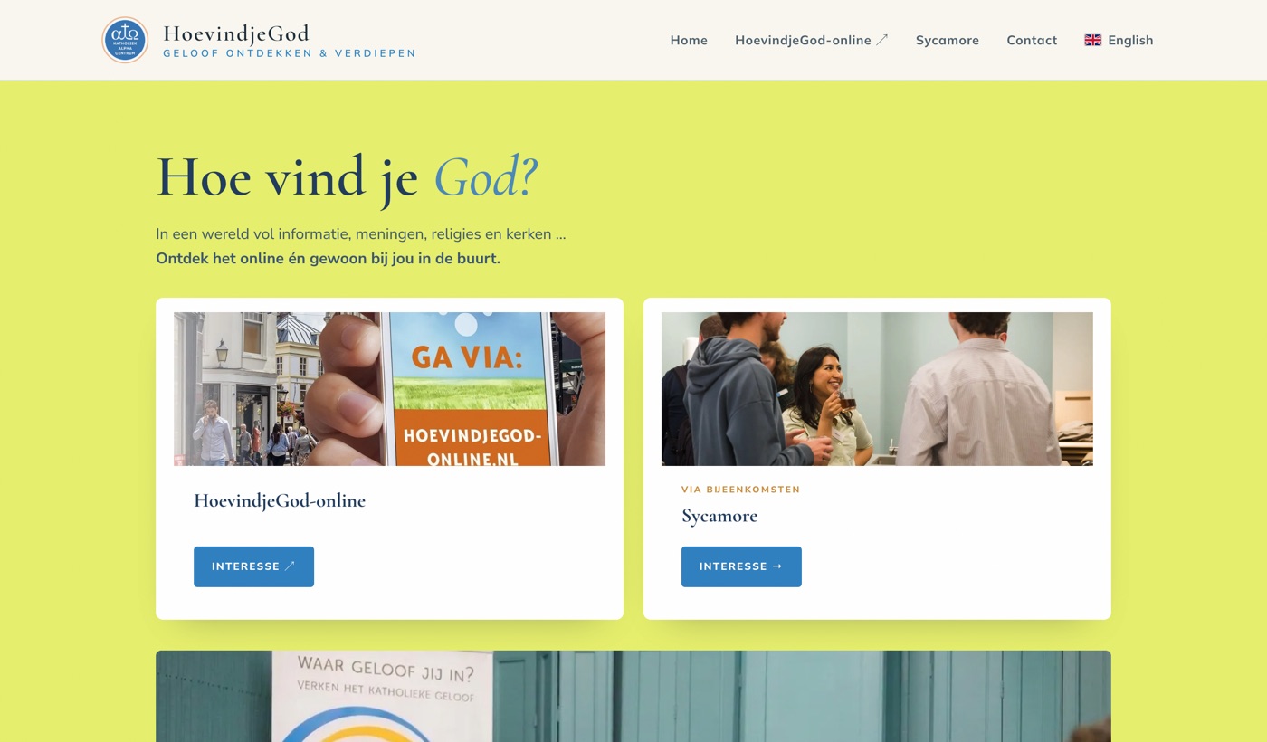 Screenshot van de website HoevindjeGod