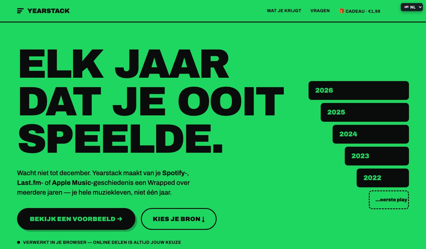 Screenshot van Yearstack